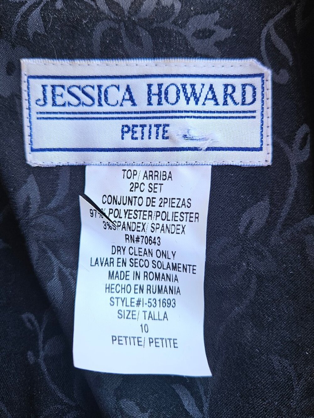 Jessica Howard Black & Gray Floral Long Blazer/Jacket - 10P - Picture 3 of 7